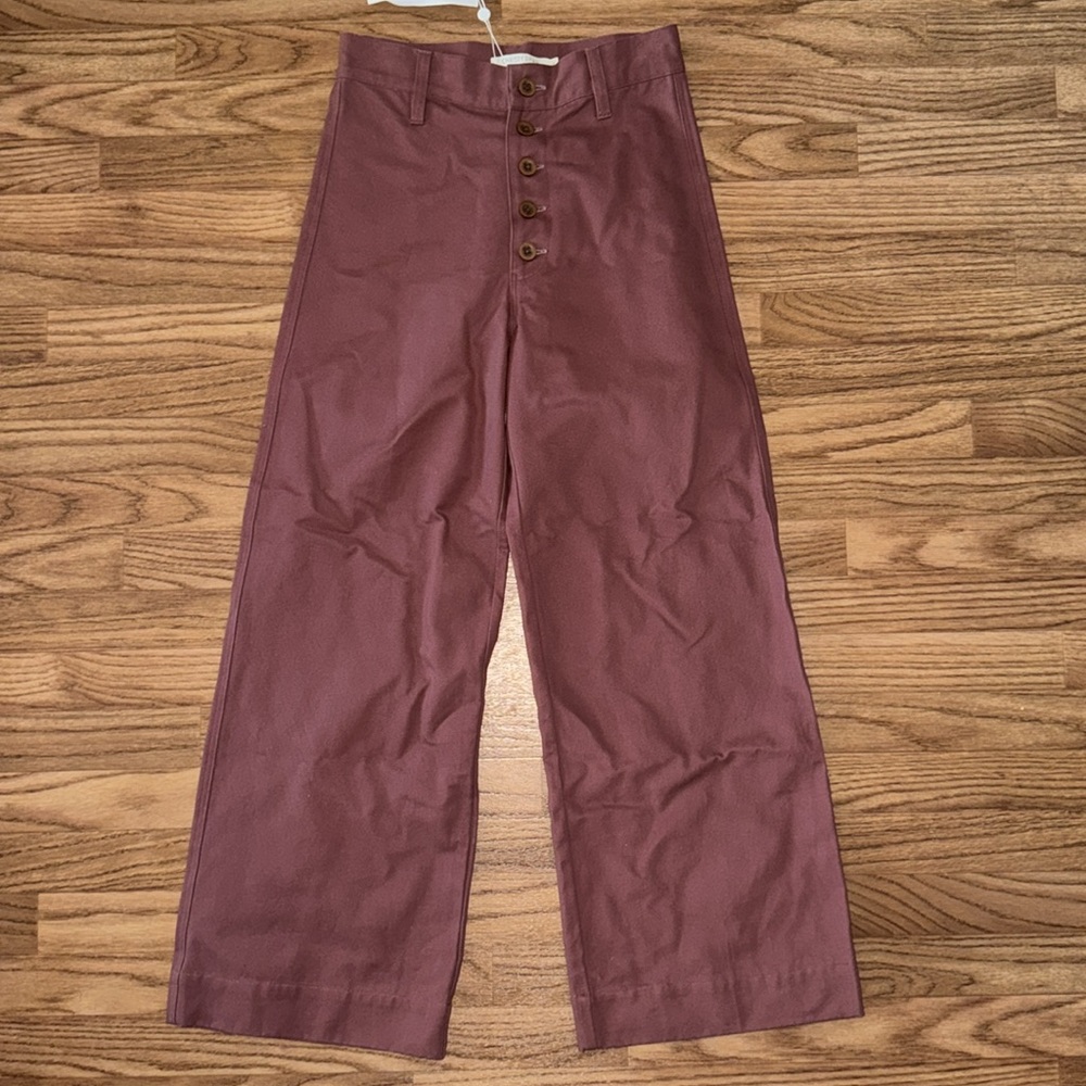 Christy Dawn Noah Pant NWT Size 26 Wide Leg Cropped High Rise Boysenberry Mauve